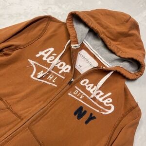 Vintage Y2K Aeropostale Hoodie Mens M Full Zip Up Spellout Surf Skater 00s